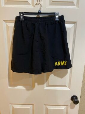 U.S. Army Black Athletic Shorts with Yellow ARMY Lettering